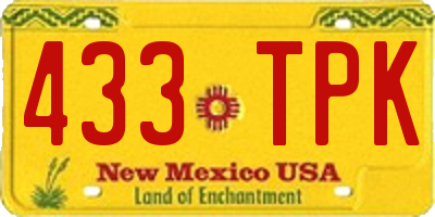 NM license plate 433TPK