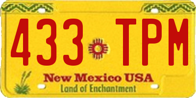 NM license plate 433TPM