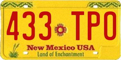 NM license plate 433TPO