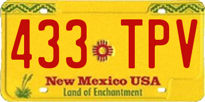 NM license plate 433TPV