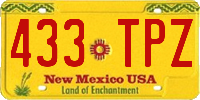 NM license plate 433TPZ