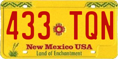 NM license plate 433TQN