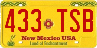 NM license plate 433TSB