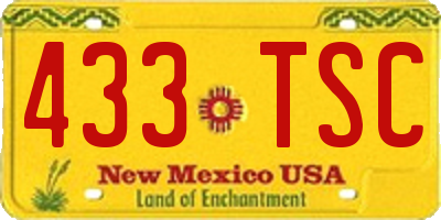NM license plate 433TSC