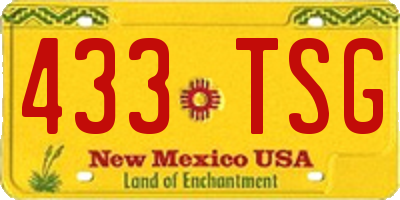 NM license plate 433TSG