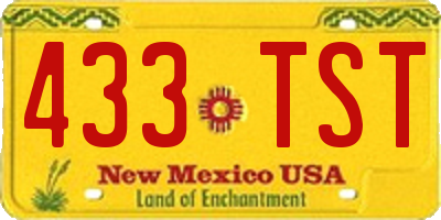 NM license plate 433TST