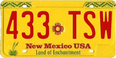 NM license plate 433TSW