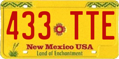 NM license plate 433TTE