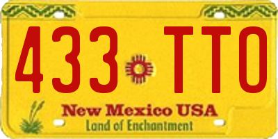 NM license plate 433TTO