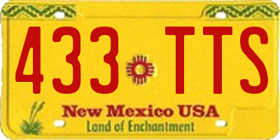 NM license plate 433TTS