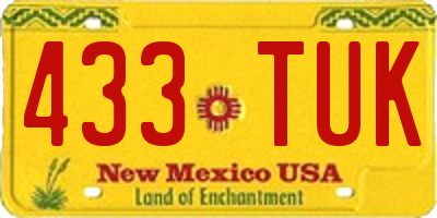 NM license plate 433TUK