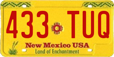 NM license plate 433TUQ