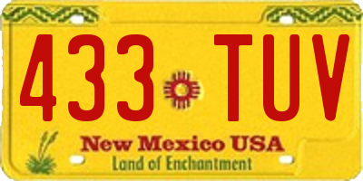 NM license plate 433TUV