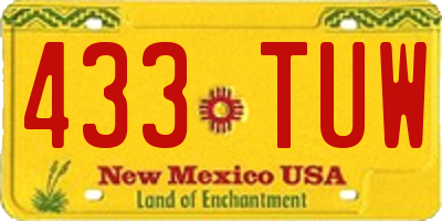 NM license plate 433TUW