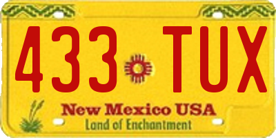 NM license plate 433TUX