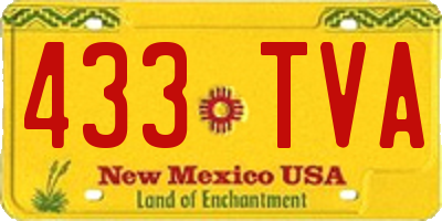 NM license plate 433TVA