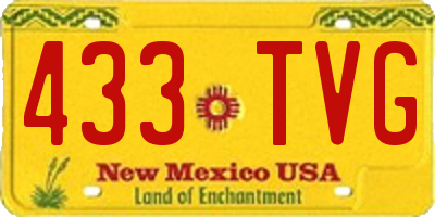 NM license plate 433TVG
