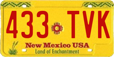 NM license plate 433TVK