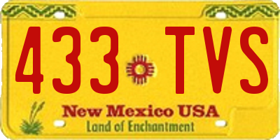 NM license plate 433TVS