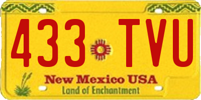 NM license plate 433TVU