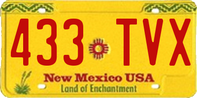 NM license plate 433TVX