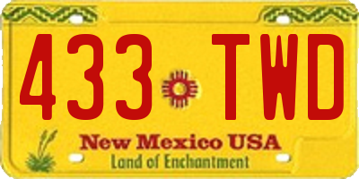 NM license plate 433TWD