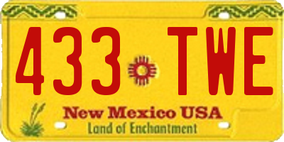 NM license plate 433TWE