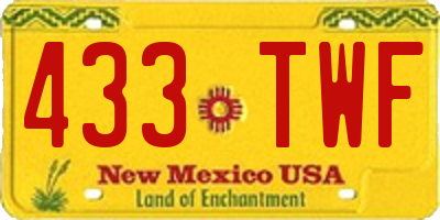 NM license plate 433TWF