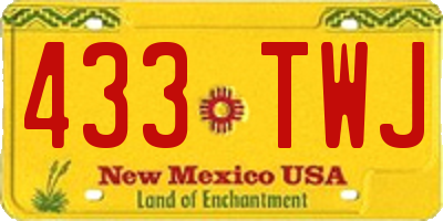 NM license plate 433TWJ