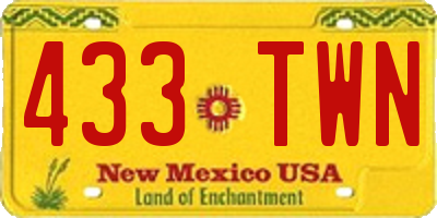 NM license plate 433TWN