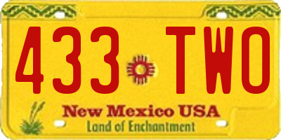 NM license plate 433TWO