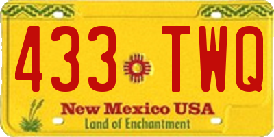 NM license plate 433TWQ
