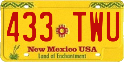 NM license plate 433TWU