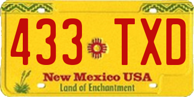 NM license plate 433TXD