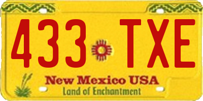 NM license plate 433TXE