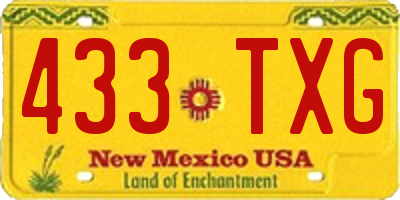 NM license plate 433TXG