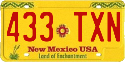 NM license plate 433TXN