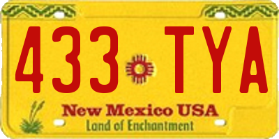 NM license plate 433TYA