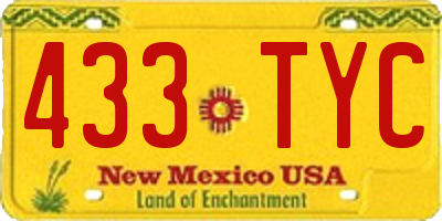 NM license plate 433TYC