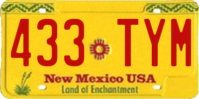 NM license plate 433TYM