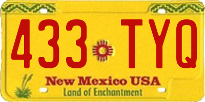 NM license plate 433TYQ