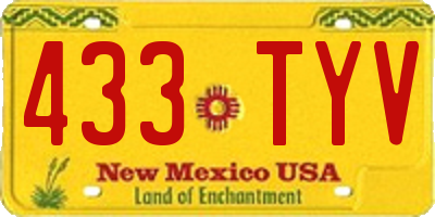 NM license plate 433TYV