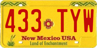 NM license plate 433TYW