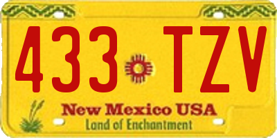 NM license plate 433TZV