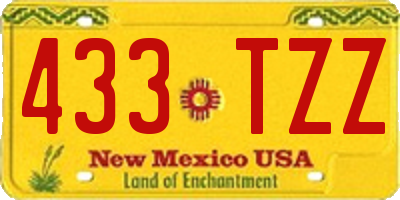 NM license plate 433TZZ