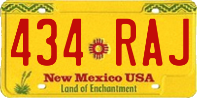 NM license plate 434RAJ