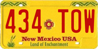 NM license plate 434TOW