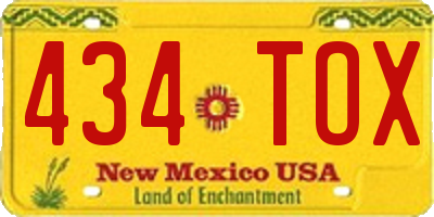 NM license plate 434TOX