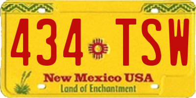 NM license plate 434TSW