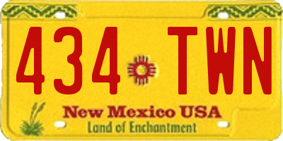 NM license plate 434TWN